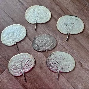 MICHAEL ARAM 6 PCS Polished Aluminum Botanical Leaf Tray Platter 6” X‎ 6” - RARE